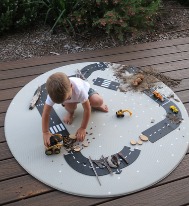 Grey Confetti Kids Padded Play Mat - Round